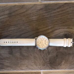 Embossed White Leather Band Michael Kors Watch